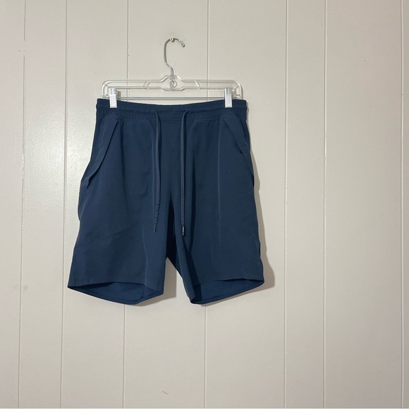 Lululemon Drawstring Shorts Men Unlined Zip & Button Pocket Blue Size M - Picture 1 of 9
